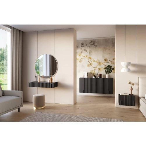 Komoda Malmi 150 cm wisząca - czarny mat / czarny